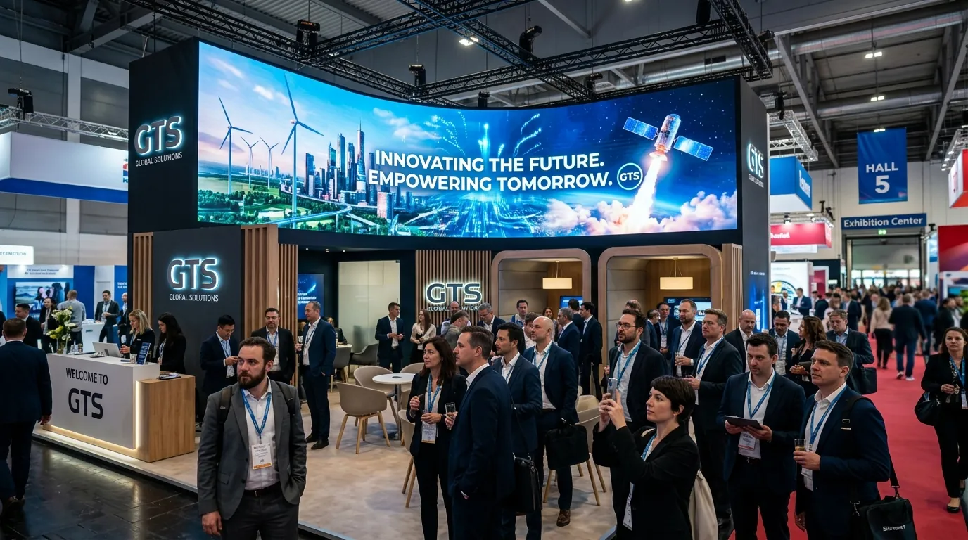 Messeauftritt mit großer LED-Videowall und regem Besucherinteresse
