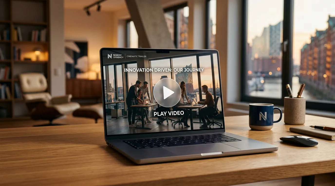 Imagefilm auf moderner Unternehmens-Website auf einem MacBook